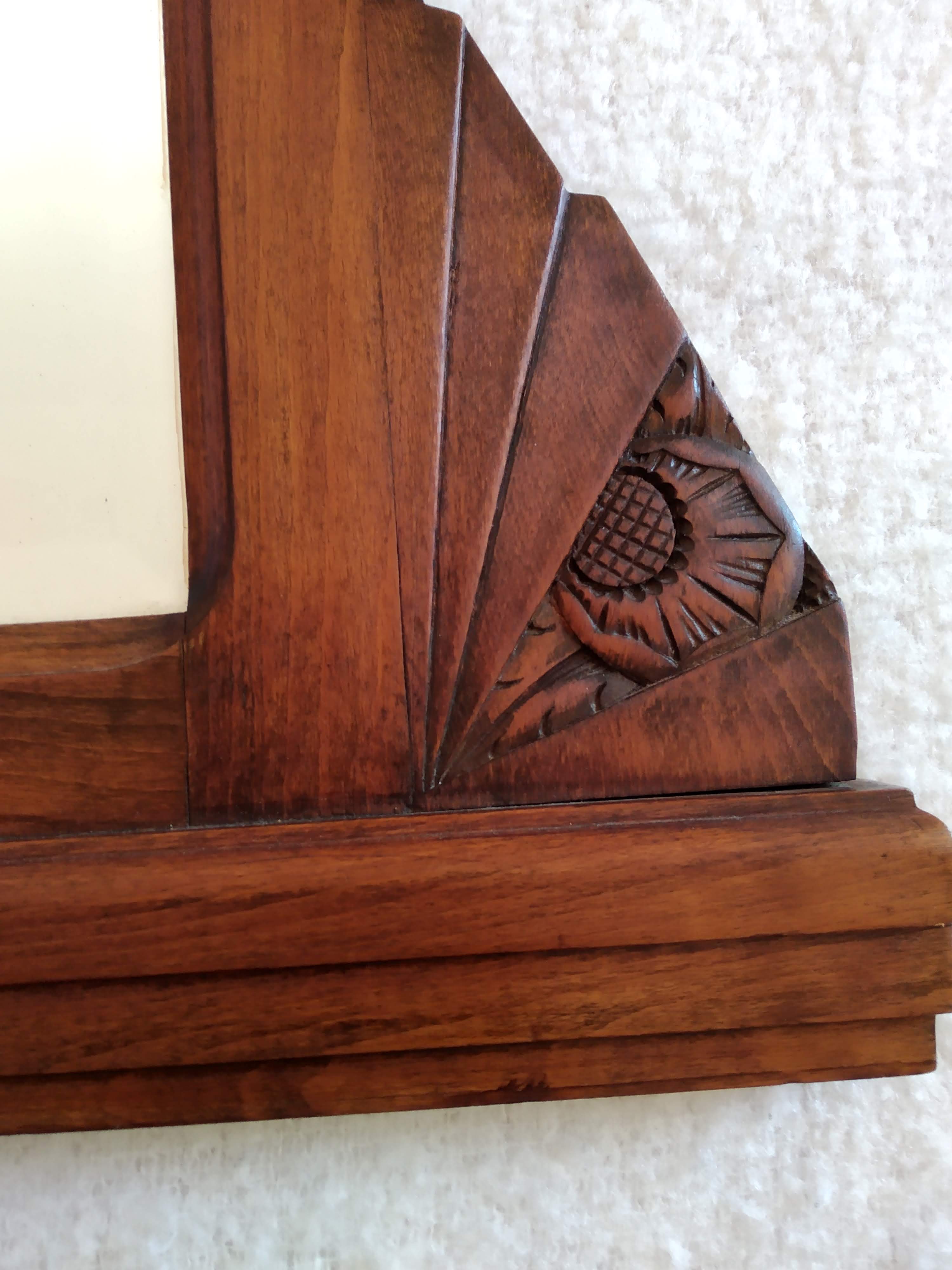 Miroir Art Déco bois sculpté 86 X 53