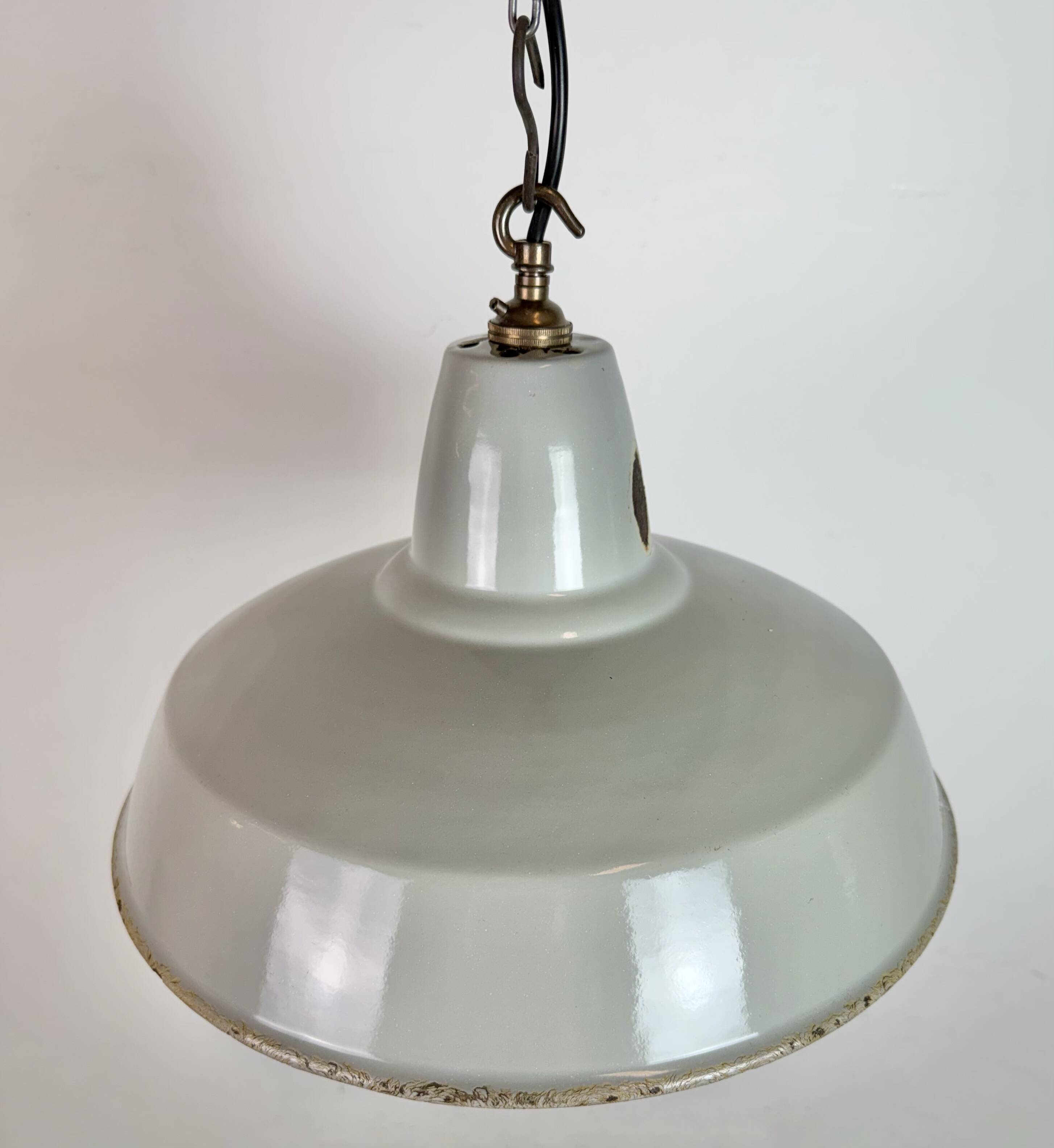 Industrial Grey Enamel Factory Pendant Lamp from Thorlux, 1960s