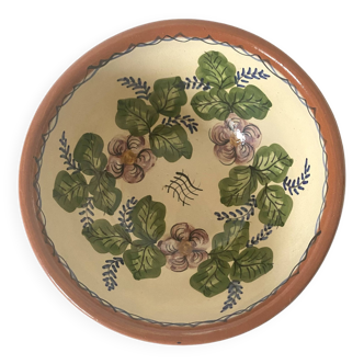 Terracotta salad bowl, painted flowers