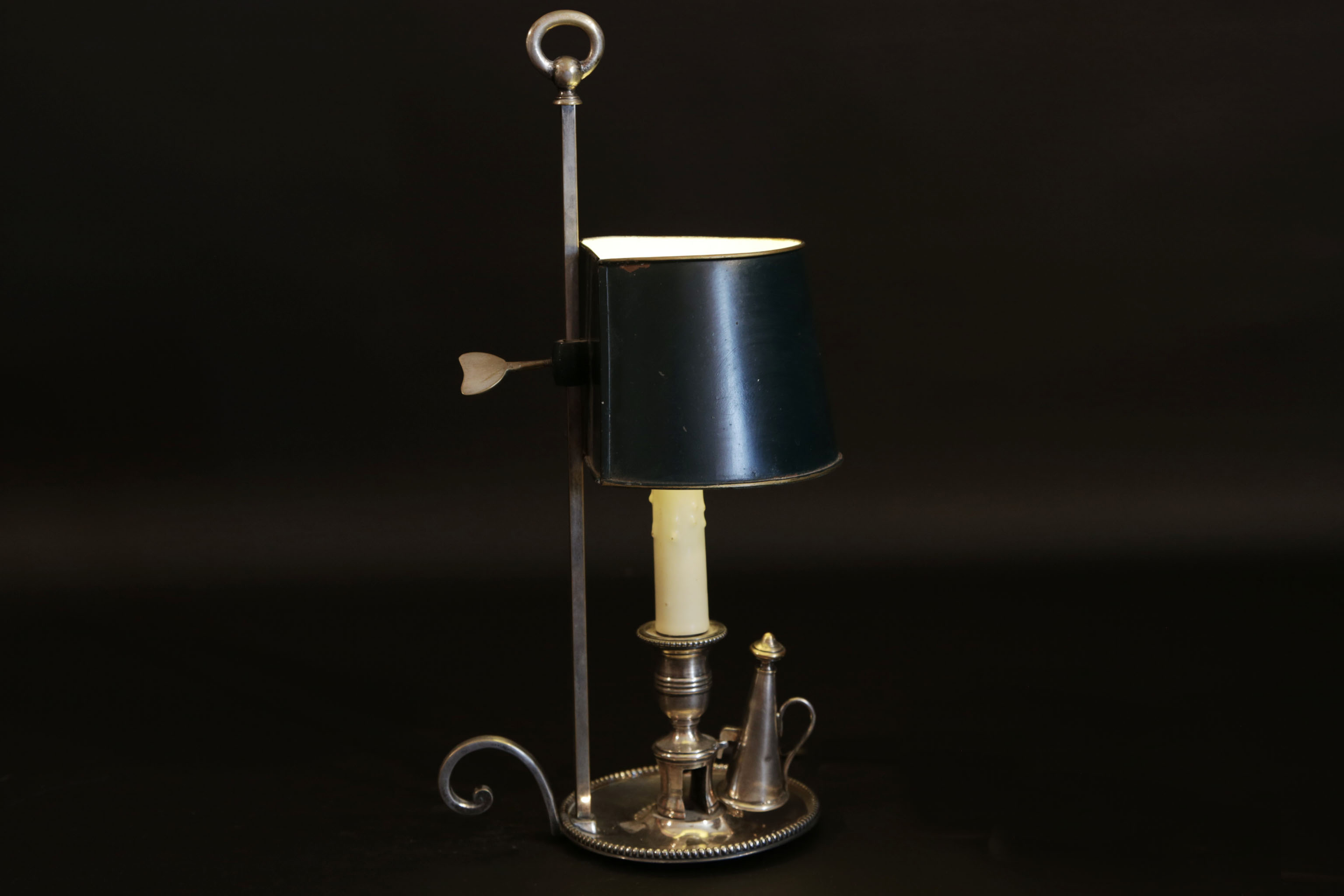 Lampe bouillotte bronze argenté tôle XIXème siècle