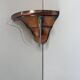 Art deco corner wall light, copper and glass, France 1930