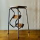 Vintage step stool in brown formica and chrome steel