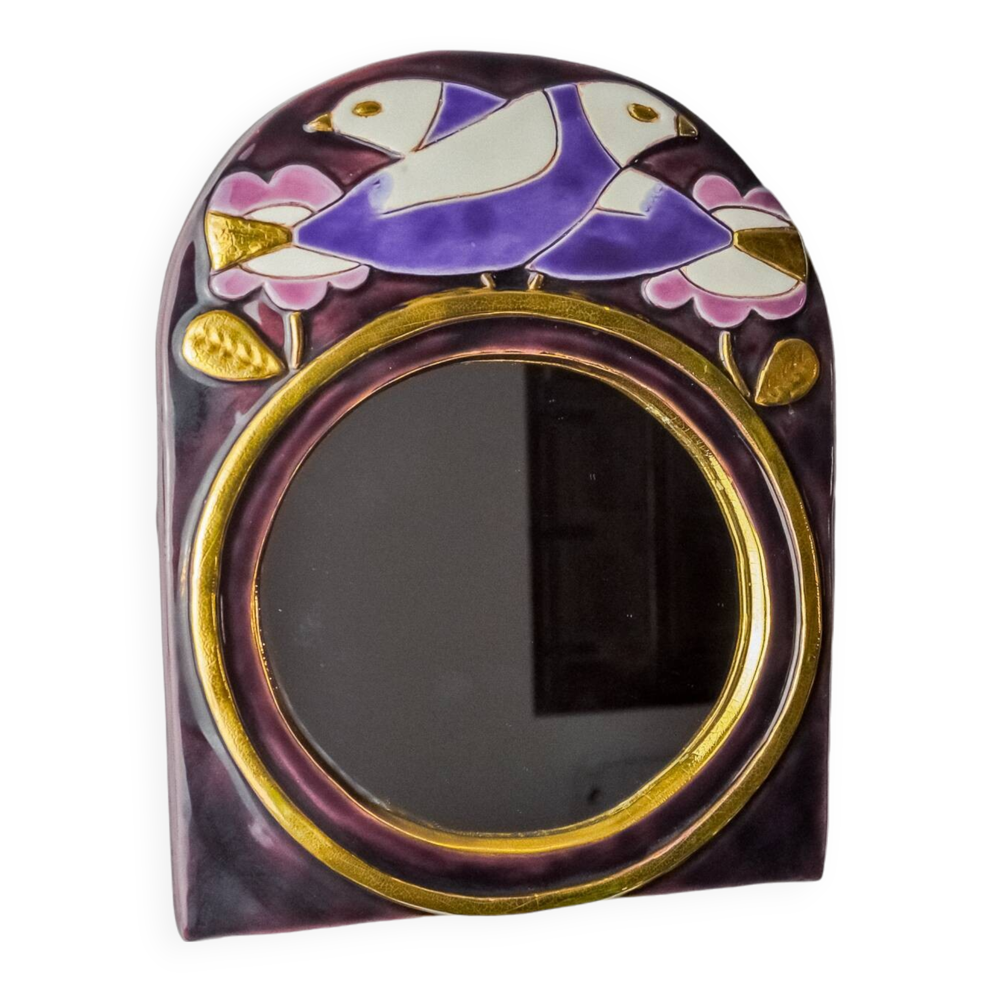 Paradisiers mirror by Mithé Espelt, ceramic, France, 1970