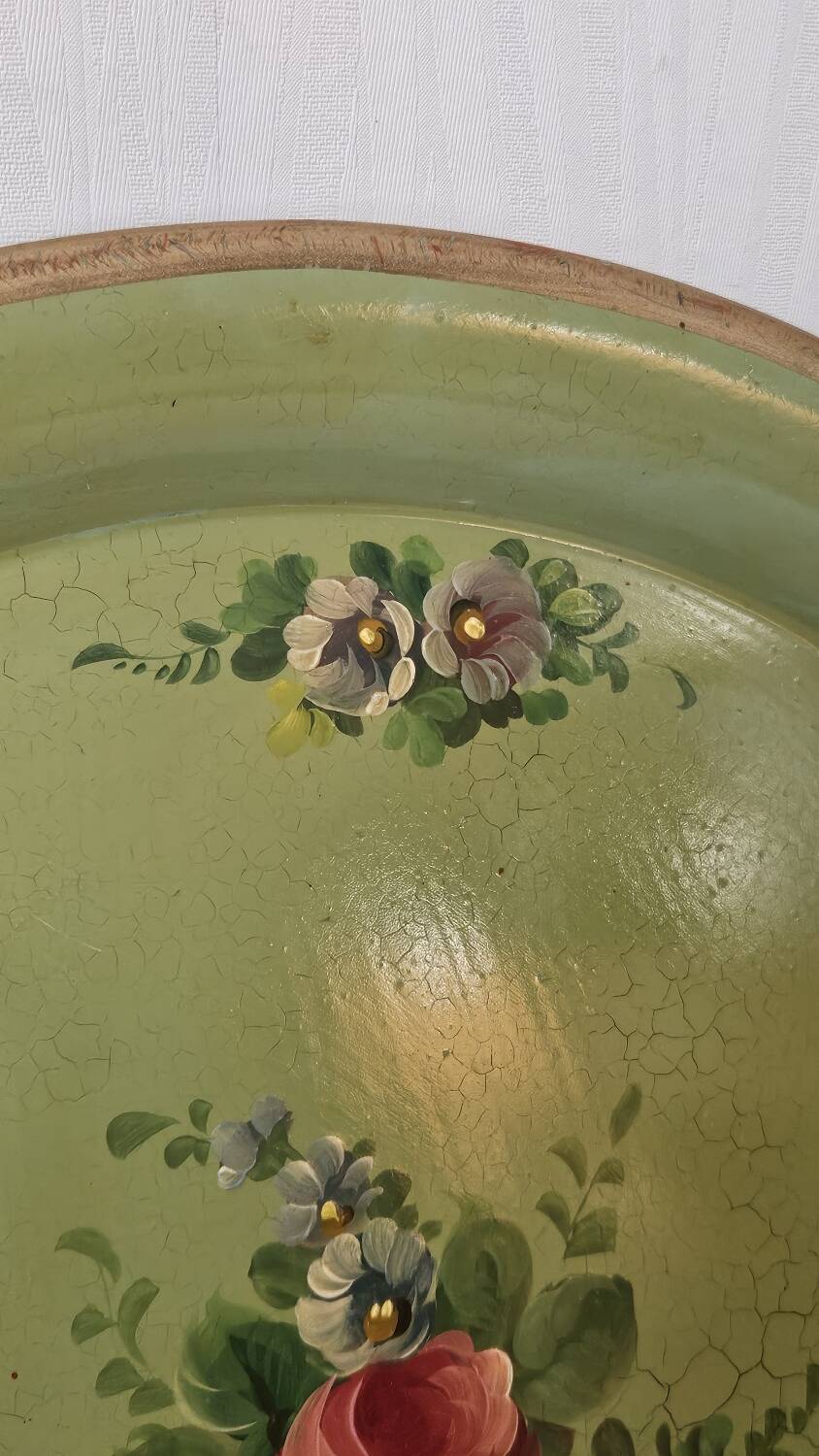 Round painted tin plateau Napoleon III