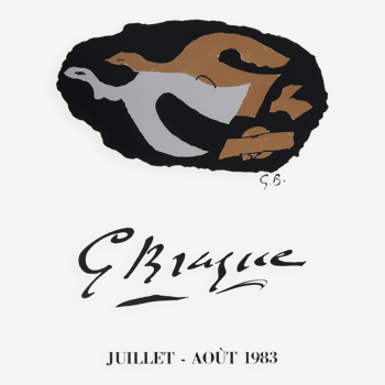 Georges braque : les colombes, affiche originale signée vintage musée céret (1983)