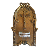 Antique Wall-mounted Bronze Font in Louis XVI Style Crucifix Cross