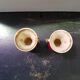 Pair of old beige & red ceramic vases