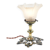 Brass and molded glass table lamp