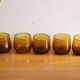 5 amber blown bubble glasses