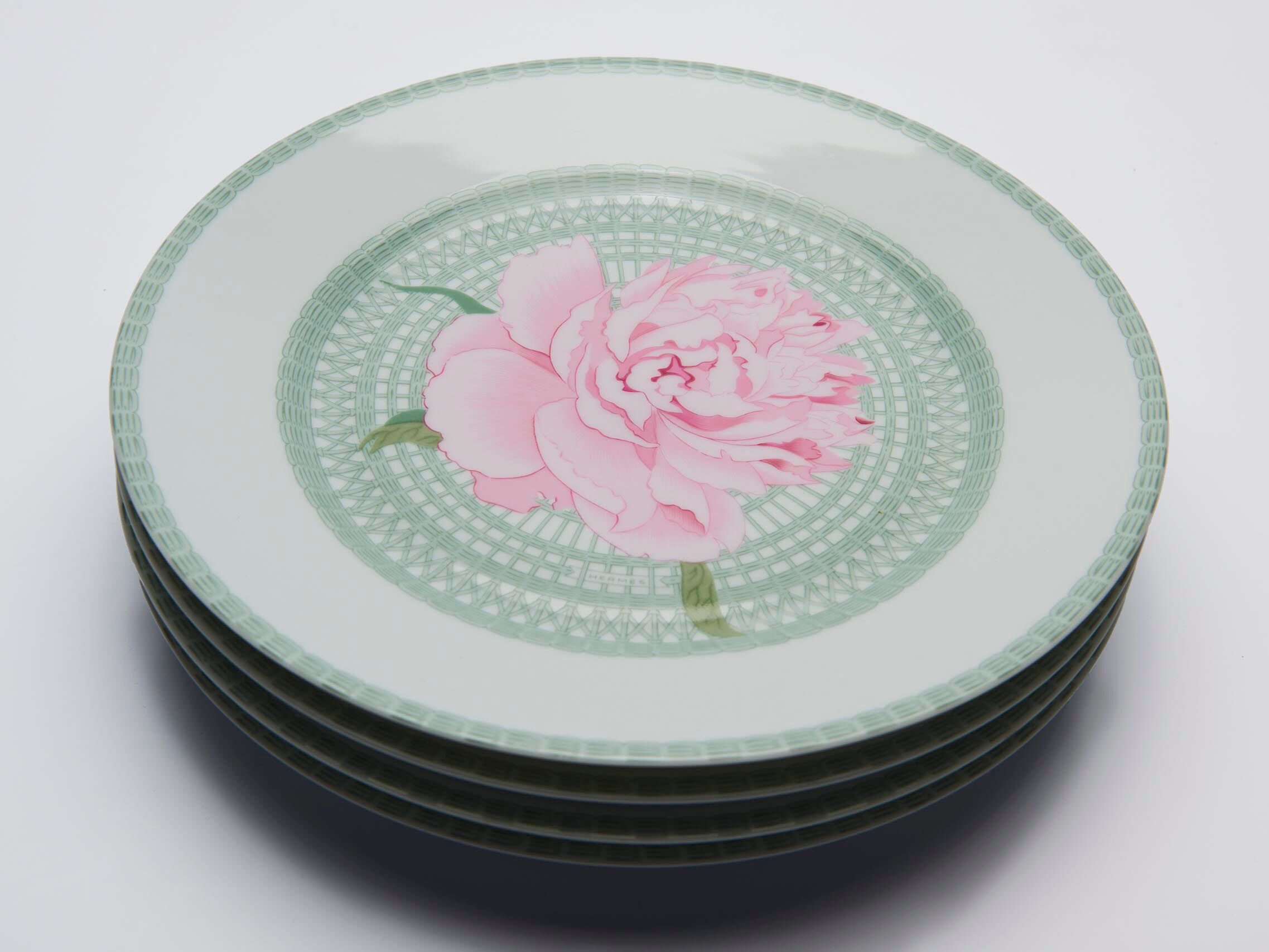 4 plates Hermès Peonies 25cm