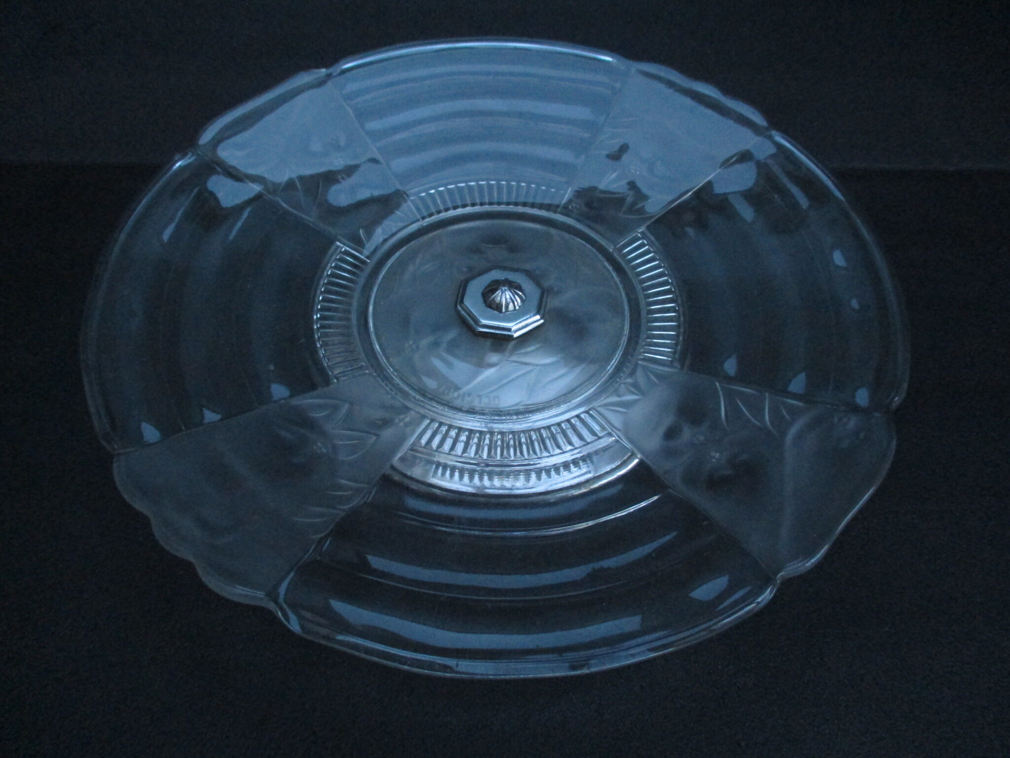 CUP on foot frosted pressed glass and transparent glass- Chrome foot