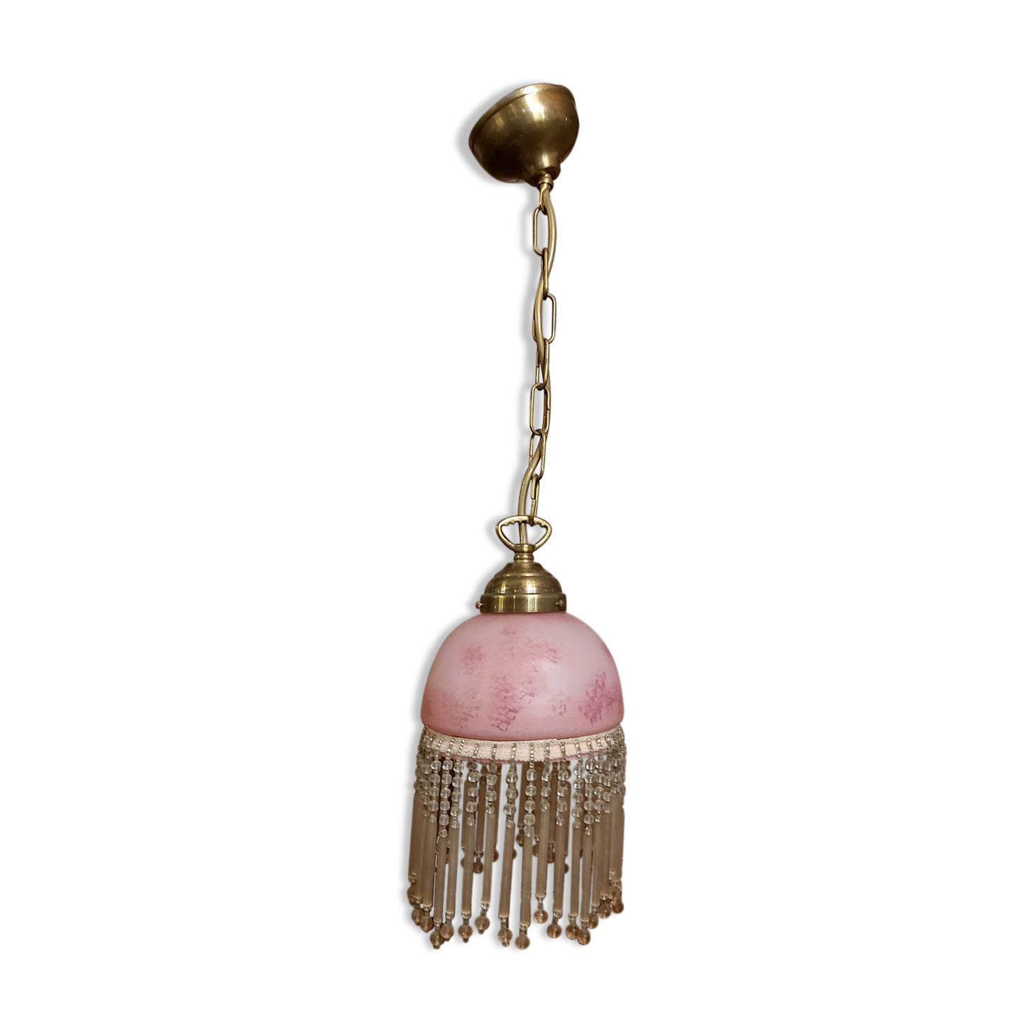 Suspension frange de perles
