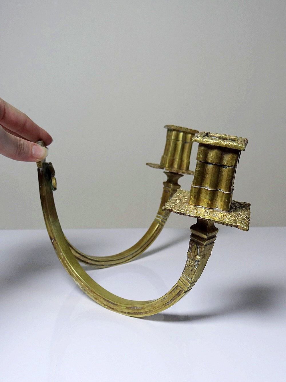 Chandelier mural 2 flames style High Era 19th century gilded bronze "in the financial style"