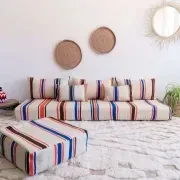 Moroccan sofa – striped sofa with cushions and zip covers