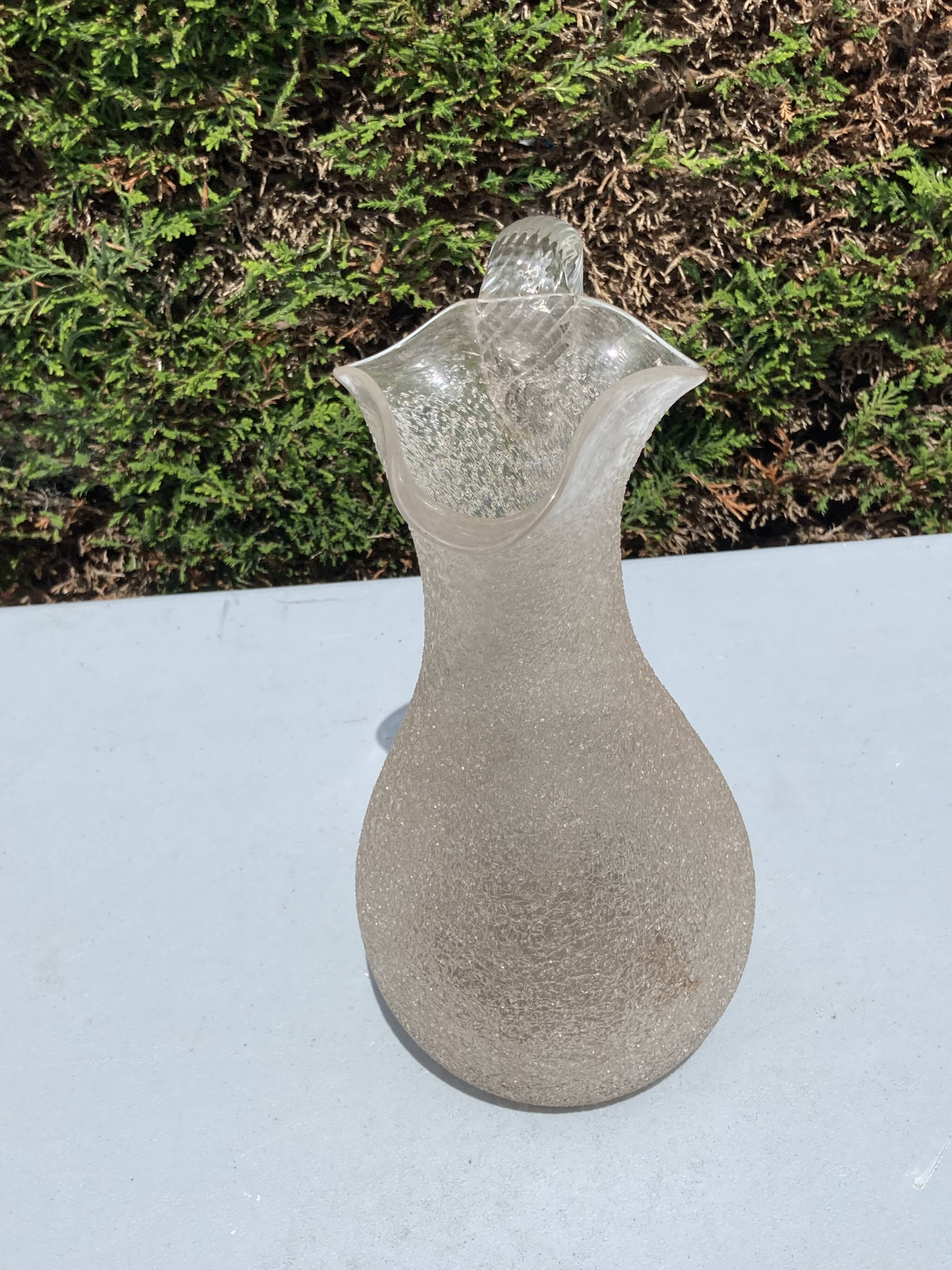 Carafe refresher pitcher baccarat or st louis frosted crystal twisted handle