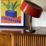 Oscar Torlasco, Mid-Century red table lamp, Lumi, Italy 1954