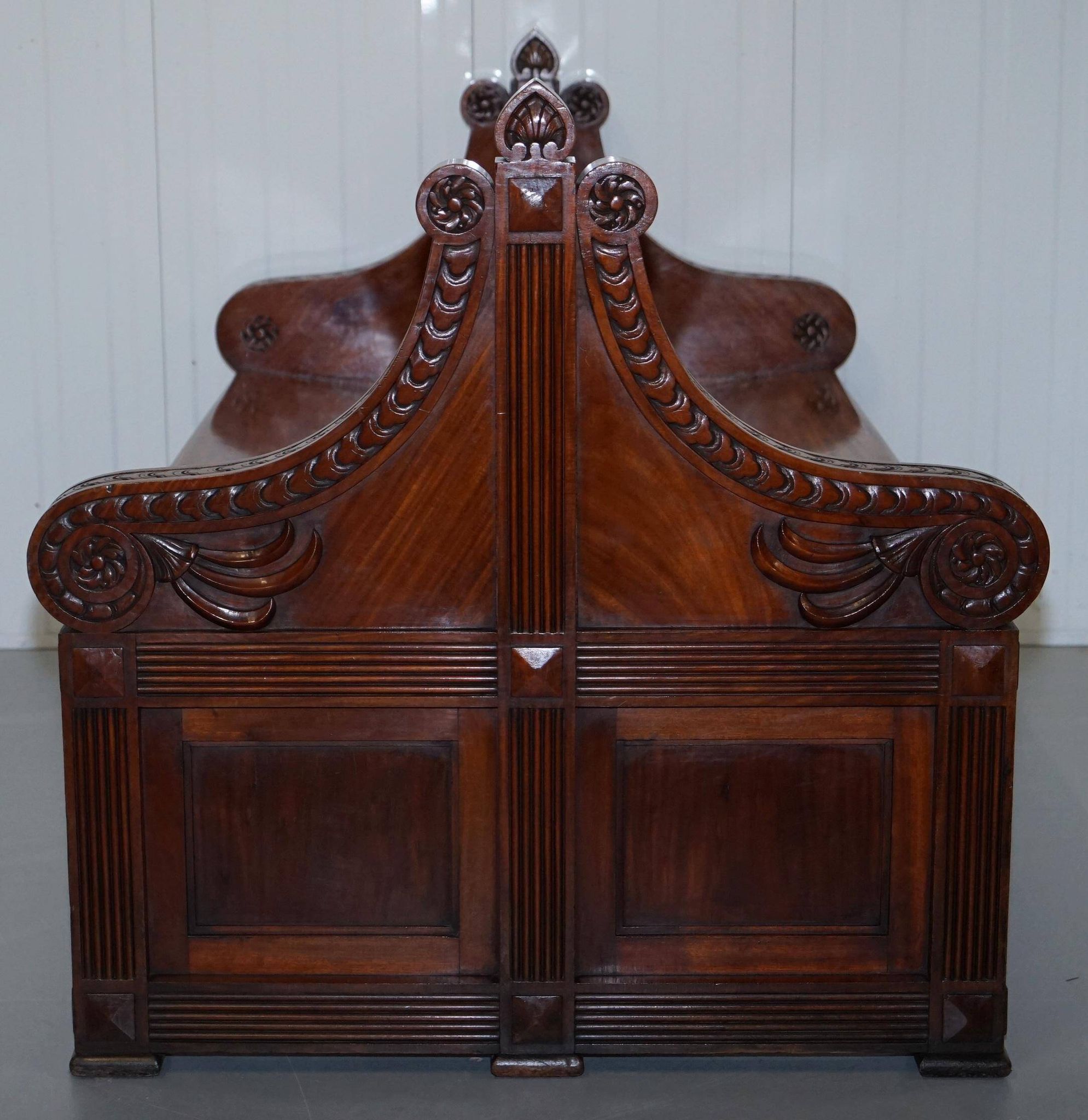 Victorian Double-Faced Carved Walnut Gallery Bench