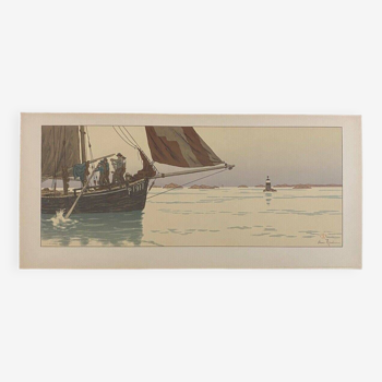 Lithograph by Henri Rivière The magic of hours - Flat calm