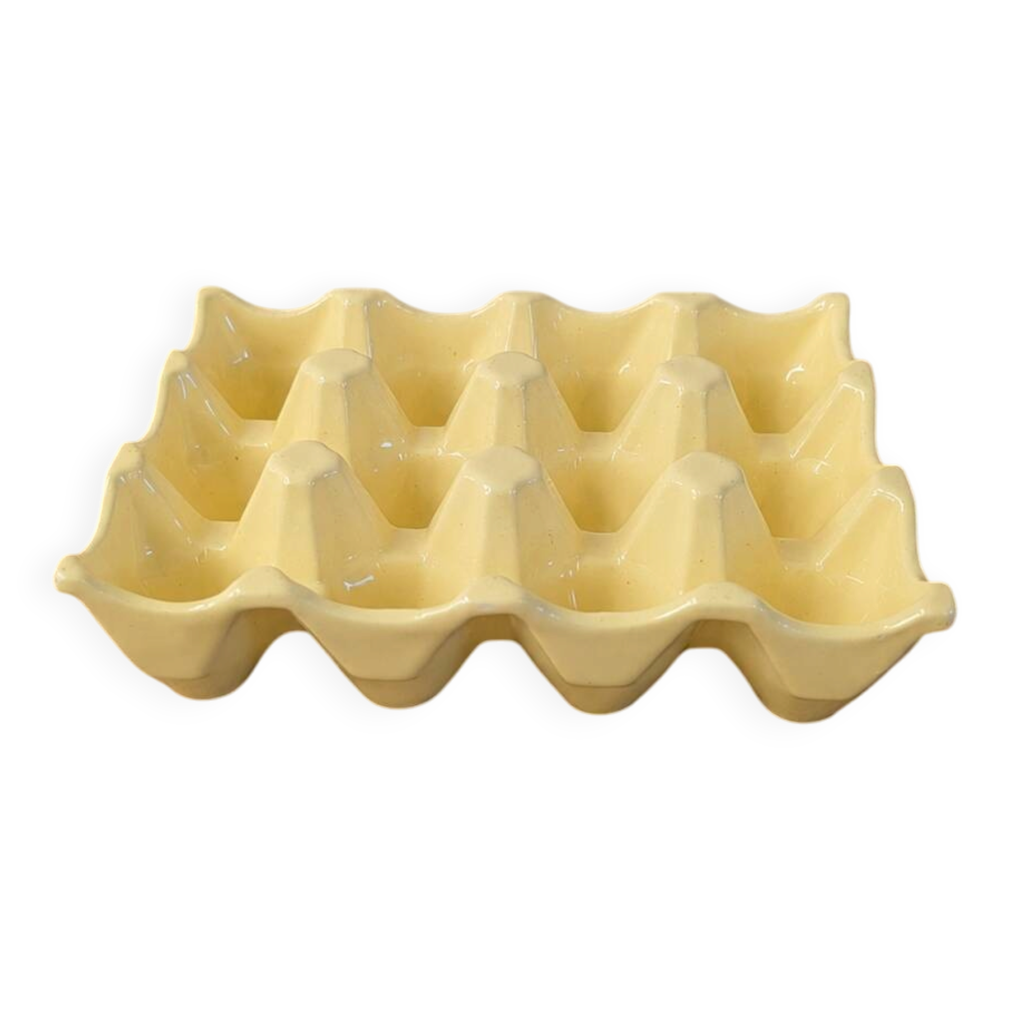 Vintage yellow ceramic egg holder