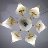 Exceptional Vintage 6-Light Gold Murano Glass Chandelier