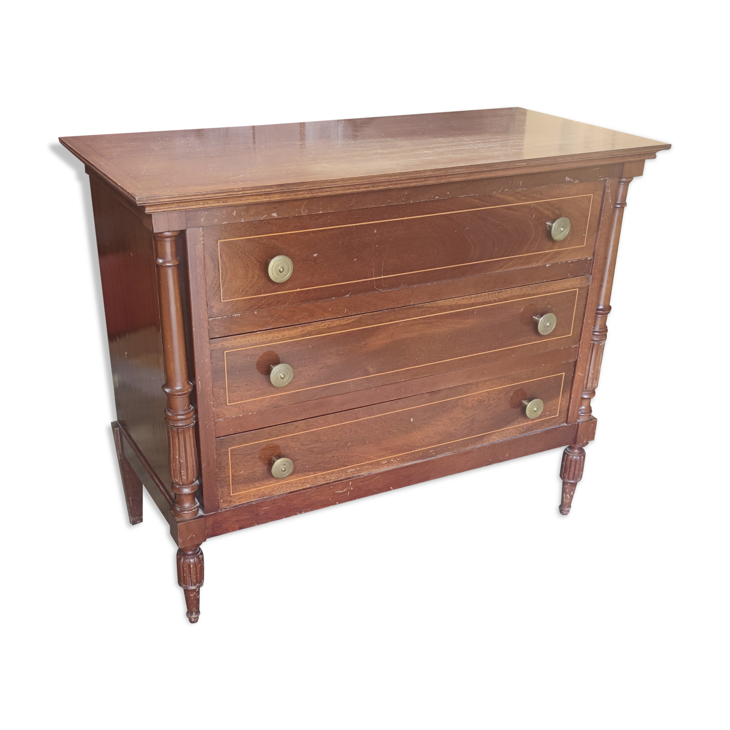 Mahogany chest of drawers with 3 drawers, circa 1940