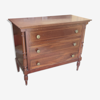 Commode en acajou 3 tiroirs vers 1940