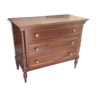 Commode en acajou 3 tiroirs vers 1940