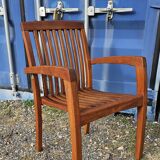 Stackable chair-armchair in solid teak with cushion by Vlaemynck