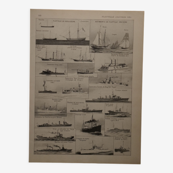 Lithographie originale sur les navires de flottille