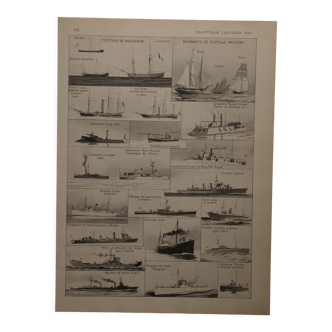 Lithographie originale sur les navires de flottille