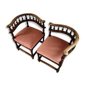 Pair of Renaissance-style corner chairs