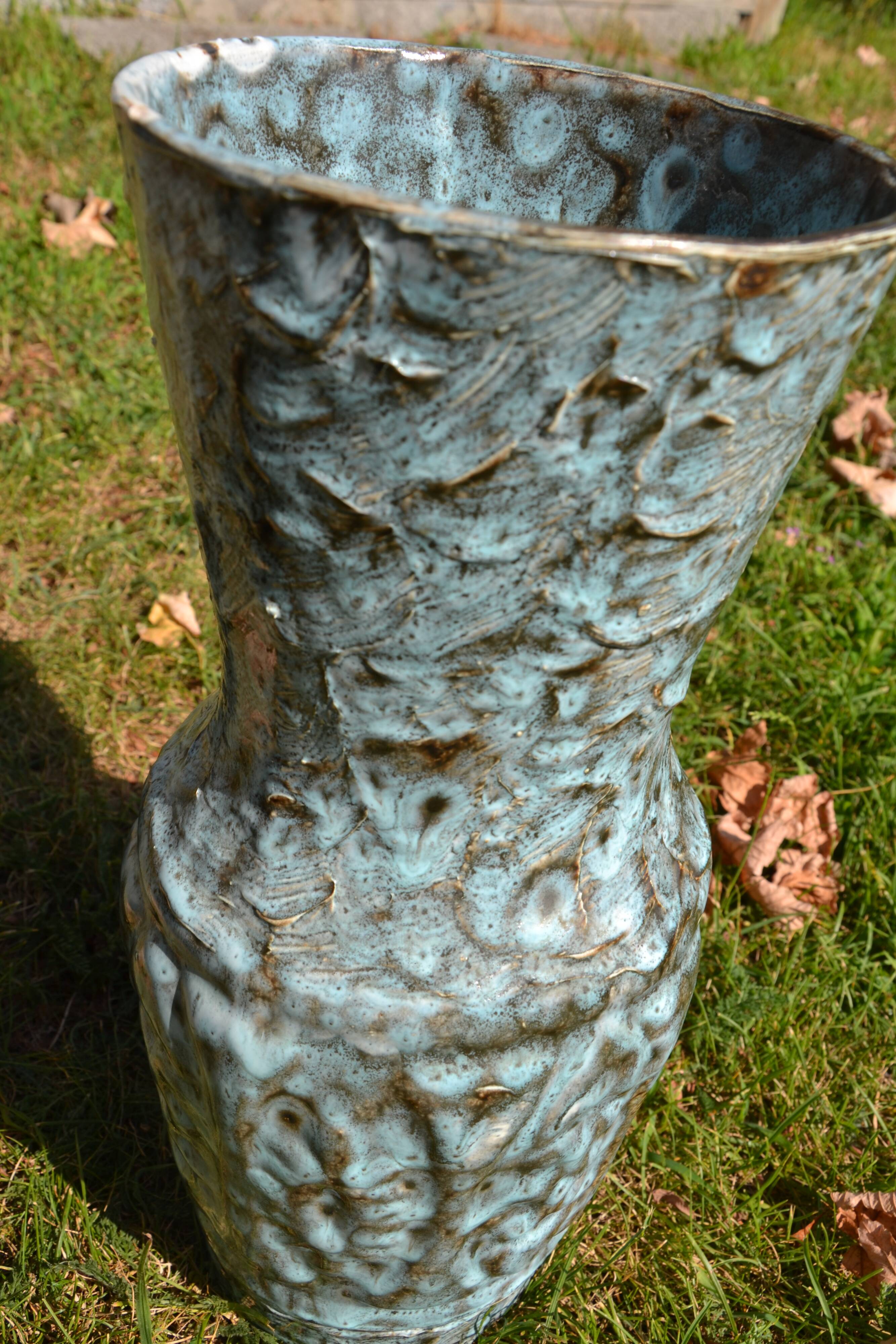 Large Vallauris vase "sea foam" H 41.5 cm