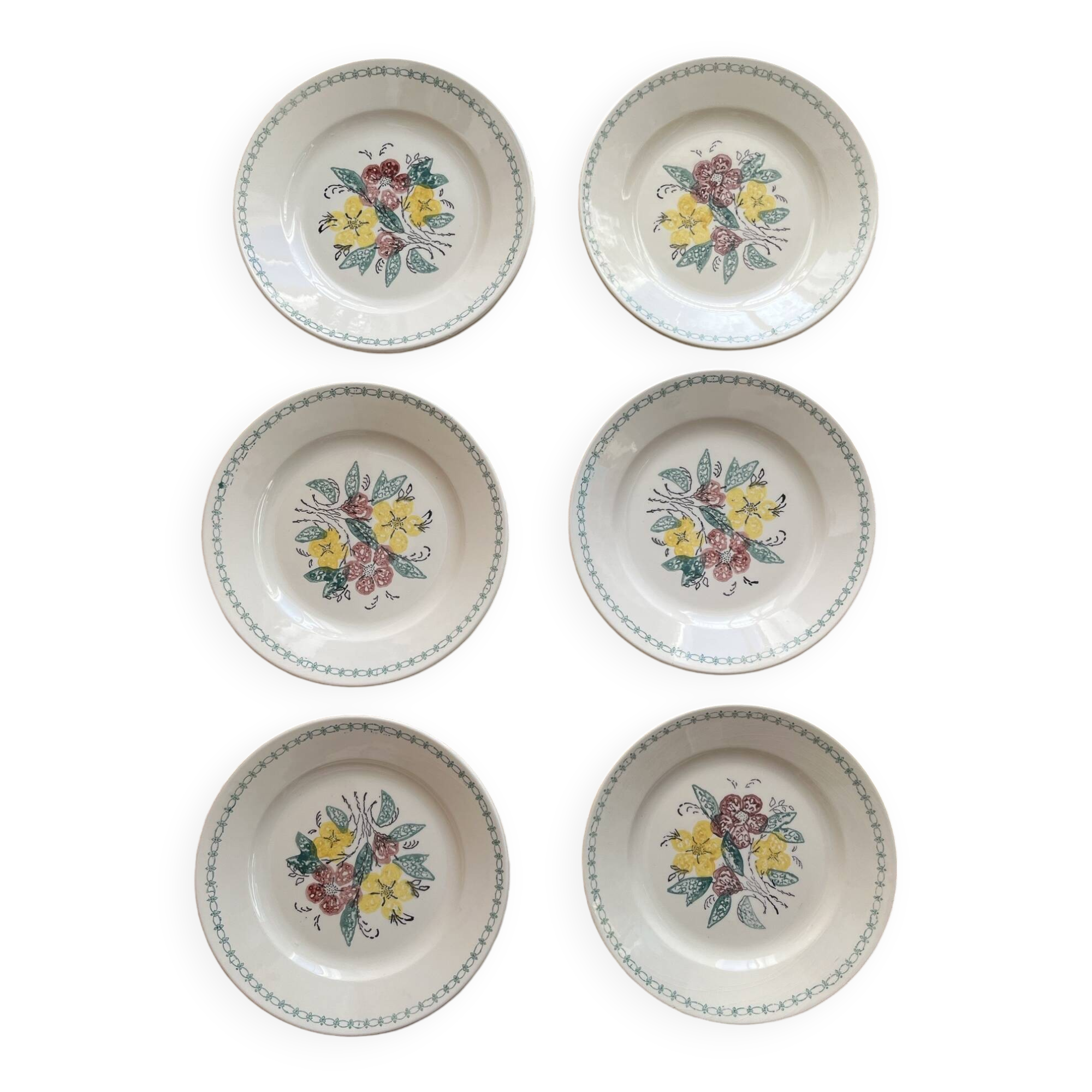 6 assiettes plates Digoin Sarreguemines années 40