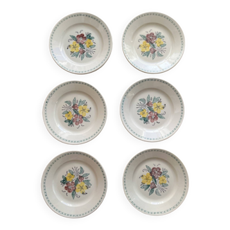 6 assiettes plates Digoin Sarreguemines années 40