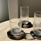 Set of 4 fossilized wooden coasters