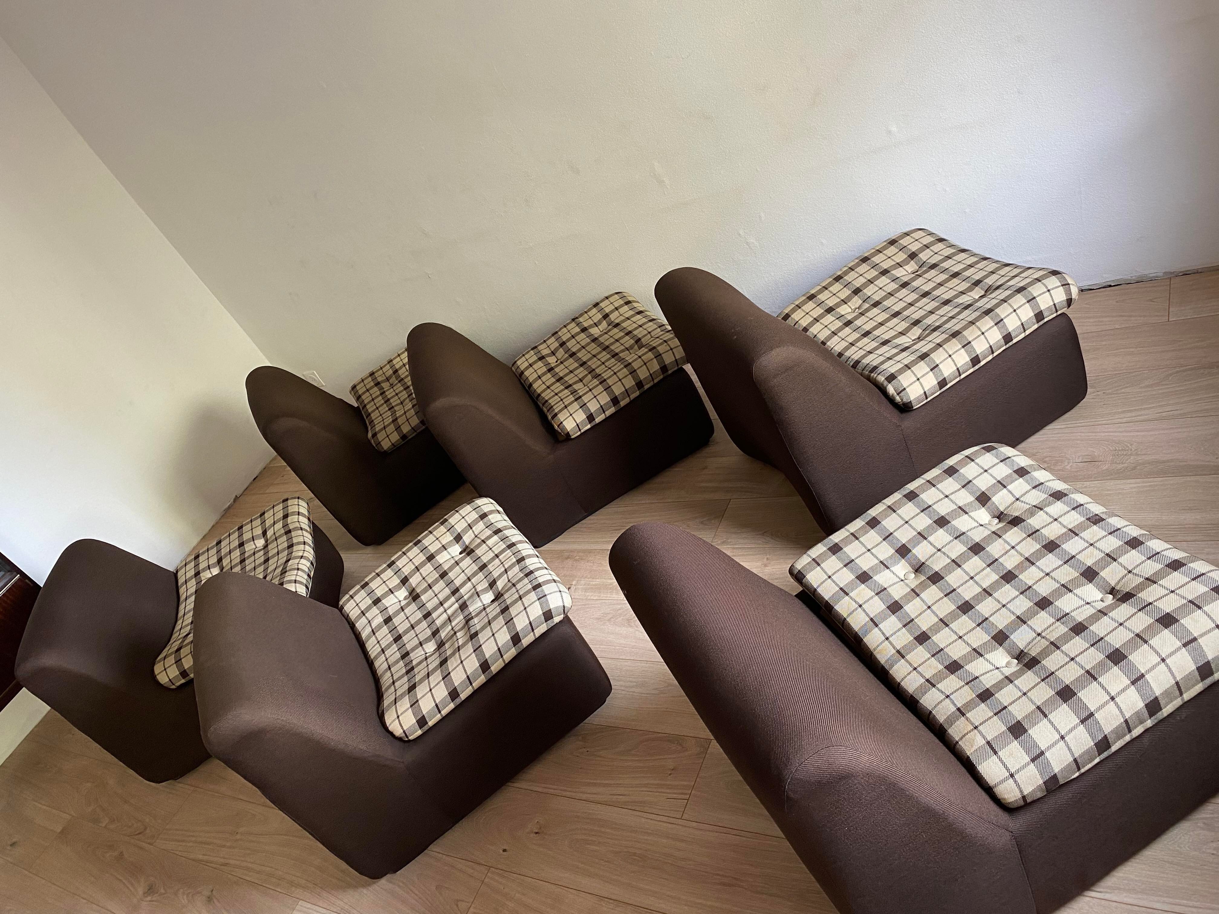 6 armchairs fabric in rigid polystyrene year 50/60