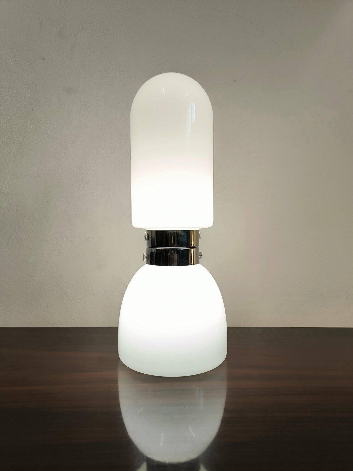 Lampada Birillo in vetro Opalino di Manifattura Di Murano, anni '