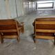 Fauteuils en cuirs et bois vintage