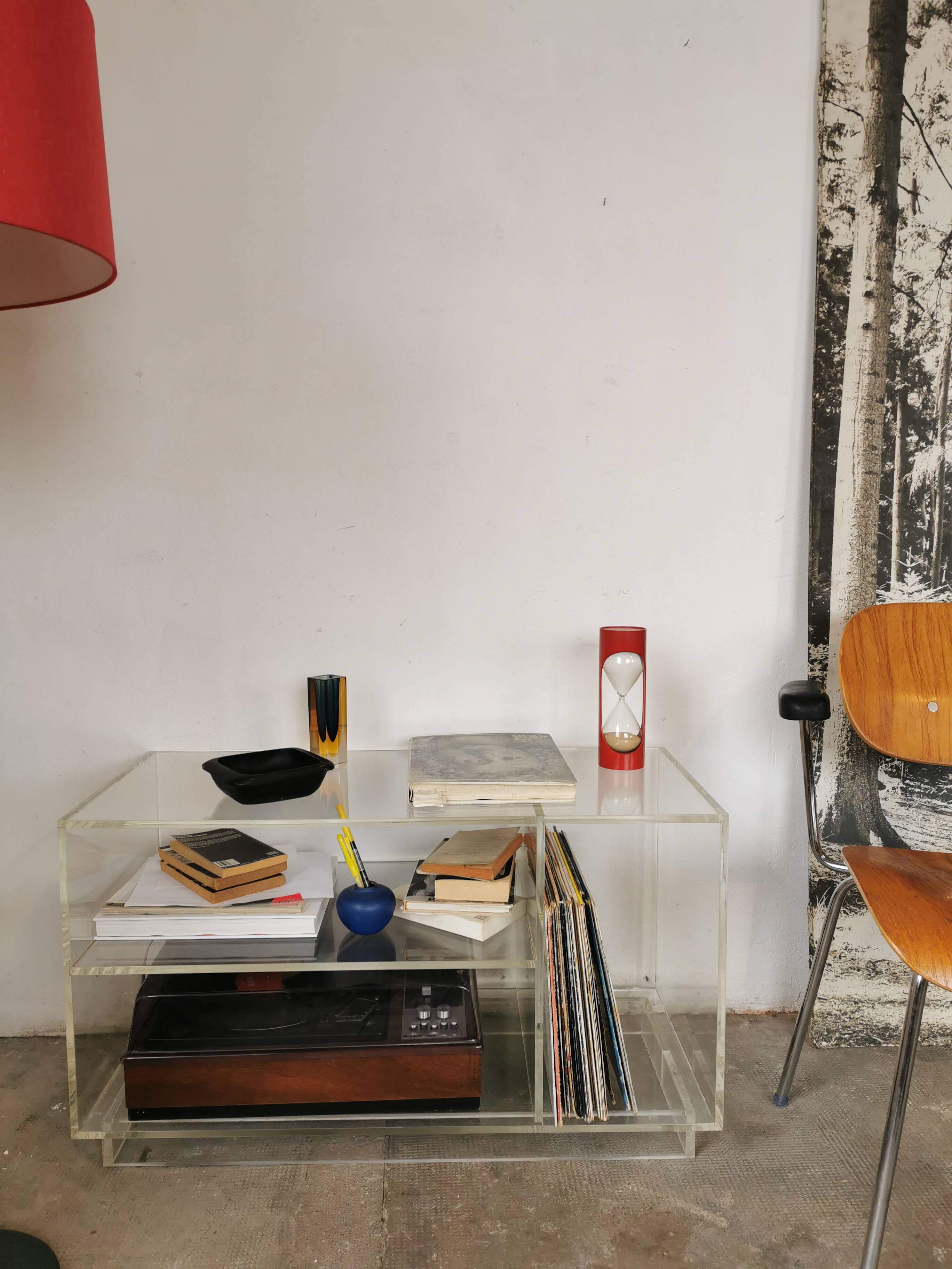 80s plexiglass hi-fi furniture shelf