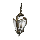 Lantern, chandelier 2 lights, glass and bronze