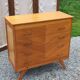 Vintage chest of drawers in blond and golden oak, compass legs and 4 drawers, 1950s