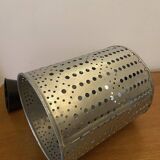 Industrial pendant lamp in perforated gray metal