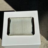 Trio of small rectangular serving dishes white and black Indonesian ceramic 21x16