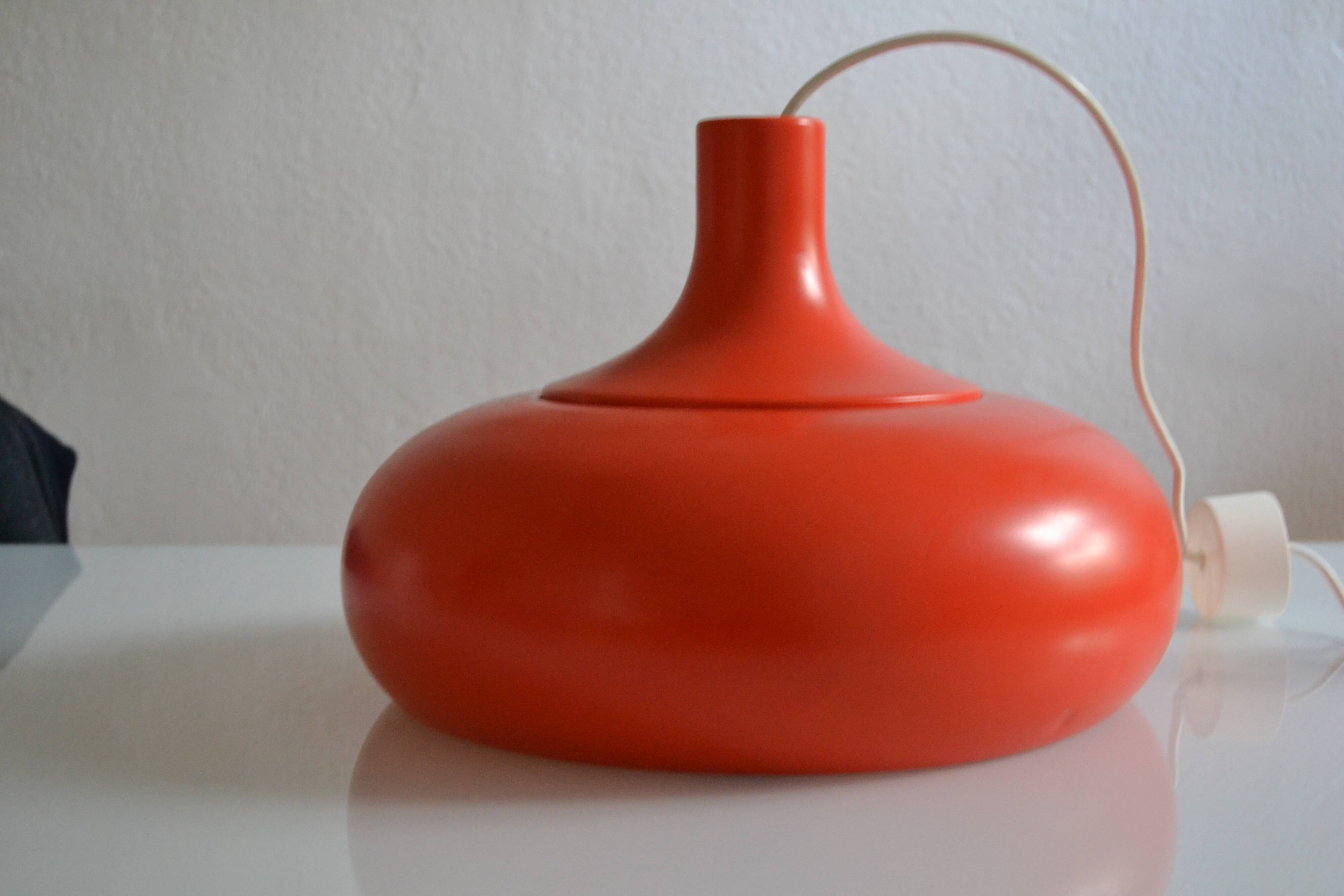 vintage suspension 1970s orange lacquered metal