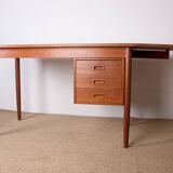 Swedish extendable teak desk, sliding unit and folding extension 1960.