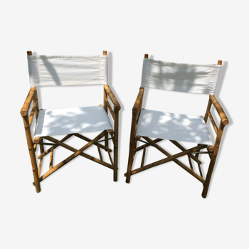 Pair of bamboo "director" chairs
