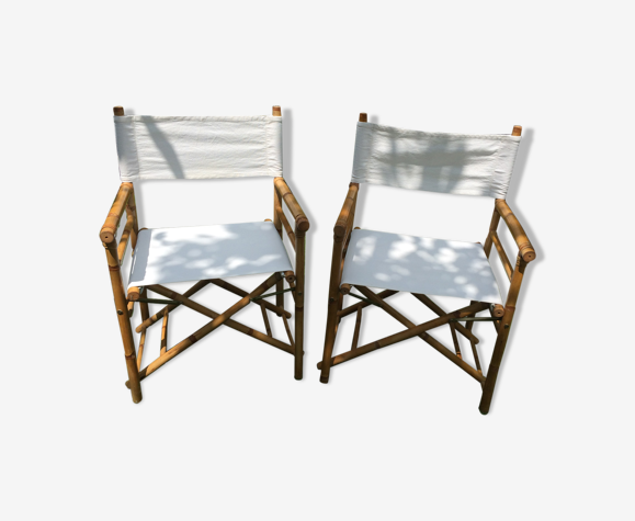 Paire de fauteuils "metteur en scène" en bambou