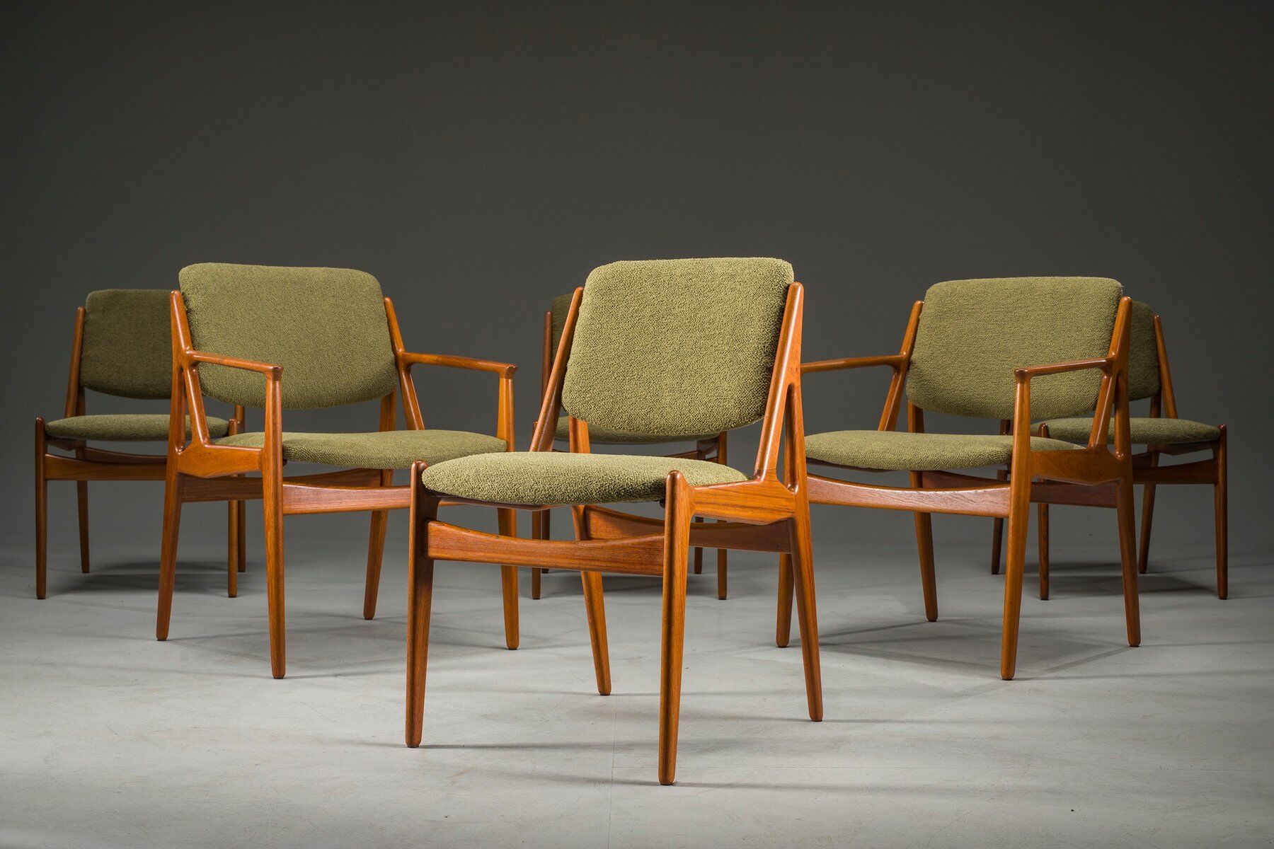 Danish Ella chairs in teak attributed to Arne Vodder for Vamo Sønderborg, 1960s, set of 6