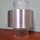 Scandinavian pendant light in grooved transparent glass and brushed aluminum, 1960