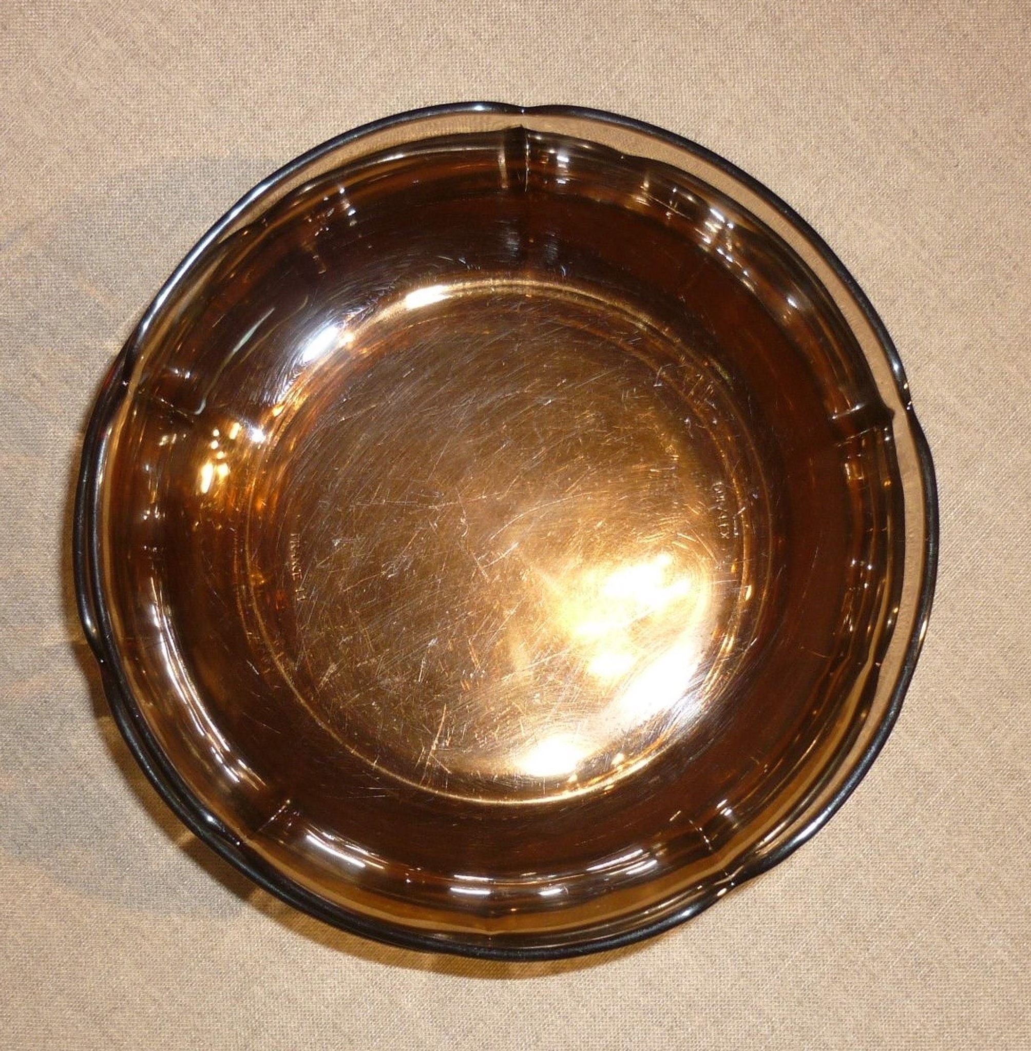 6 Duralex transparent smoked glass hollow plates